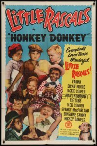 2f423 HONKEY DONKEY 1sh R1952 Jackie Cooper, Farina, Dickie Moore & Joe Cobb!