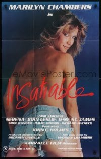 2f457 INSATIABLE 23x37 1sh 1980 super sexy topless Marilyn Chambers wearing only jean shorts!
