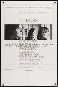 2f458 INTERIORS style B 1sh 1978 Diane Keaton, Mary Beth Hurt, directed by Woody Allen!