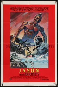 2f475 JASON & THE ARGONAUTS 1sh R1978 great special fx by Ray Harryhausen, cool art of colossus!