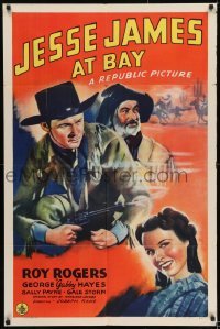 2f481 JESSE JAMES AT BAY 1sh 1941 art of Roy Rogers w/ smoking gun, Gabby Hayes & Sally Payne!