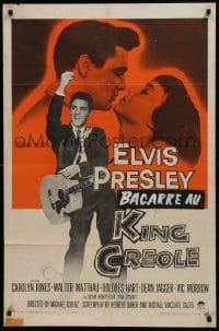2f493 KING CREOLE 1sh 1958 great image of Elvis Presley with guitar & sexy Carolyn Jones!