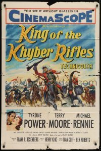 2f499 KING OF THE KHYBER RIFLES 1sh 1954 artwork of British soldier Tyrone Power on horseback!