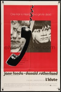 2f502 KLUTE 1sh 1971 Donald Sutherland & Jane Fonda, dangling telephone art!