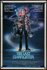 2f517 LAST STARFIGHTER advance 1sh 1984 Lance Guest, Robert Preston, great sci-fi art by C.D. de Mar!