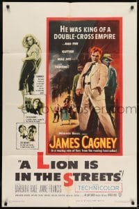 2f532 LION IS IN THE STREETS 1sh 1953 the gutter was James Cagney's throne, sexy Anne Francis!