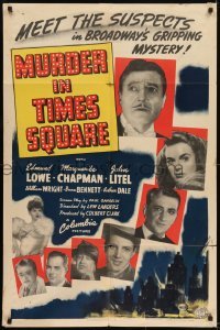 2f612 MURDER IN TIMES SQUARE 1sh 1943 Edmund Lowe, Marguerite Chapman, Broadway's gripping mystery!