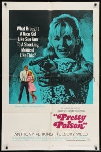 2f706 PRETTY POISON style B 1sh 1968 psycho Anthony Perkins & crazy Tuesday Weld!
