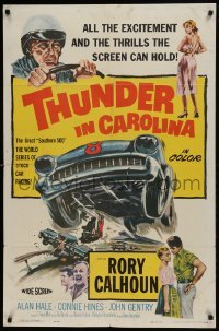 2f892 THUNDER IN CAROLINA 1sh 1960 Rory Calhoun, artwork of the World Series of stock car racing!