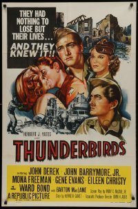 2f896 THUNDERBIRDS 1sh 1952 cool art of John Derek & John Barrymore!