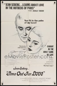 2f901 TIME OUT FOR LOVE 1sh 1963 Donelli art of Jean Seberg & Maurice Ronet!