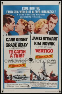 2f903 TO CATCH A THIEF/VERTIGO 1sh 1963 Alfred Hitchcock shown, Grant, Kelly, Stewart & Novak!