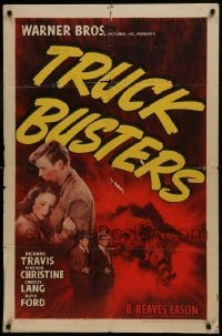 2f920 TRUCK BUSTERS 1sh 1942 Richard Travis, Virginia Christine, big rig drivers!