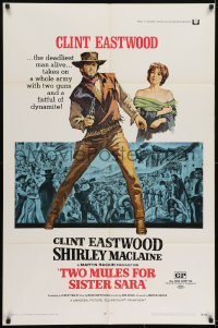 2f927 TWO MULES FOR SISTER SARA 1sh 1970 art of gunslinger Clint Eastwood & Shirley MacLaine!
