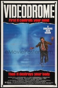 2f944 VIDEODROME 1sh 1983 David Cronenberg, James Woods, Debbie Harry, sci-fi!