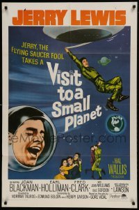 2f946 VISIT TO A SMALL PLANET 1sh R1966 wacky alien Jerry Lewis saucers down to Earth from space!