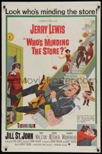 2f972 WHO'S MINDING THE STORE 1sh 1963 Jerry Lewis is the unhandiest handyman, Jill St. John
