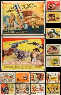 2g669 LOT OF 15 FORMERLY FOLDED HALF-SHEETS 1950s a variety of different movie images!