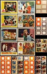 2g216 LOT OF 30 LOBBY CARDS WITH PRINTED BACKGROUNDS ON THE BACKS 1950s-1960s cool movie scenes!