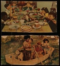 2g016 LOT OF 2 OUR GANG TRIMMED 6x12 COLOR PHOTOS 1930s great Little Rascals images!