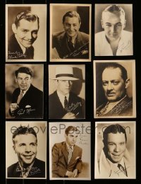 2g570 LOT OF 9 1930S 5X7 FAN PHOTOS WITH FACSIMILE SIGNATURES 1930s portraits of top leading men!