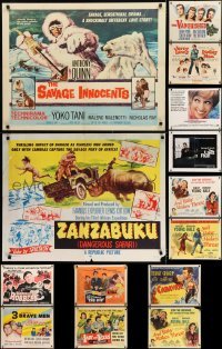 2g672 LOT OF 14 FORMERLY FOLDED HALF-SHEETS 1940s-1970s a variety of different movie images!