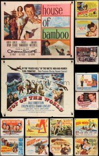 2g653 LOT OF 23 FORMERLY FOLDED HALF-SHEETS 1940s-1950s a variety of different movie images!