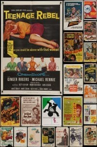2g104 LOT OF 61 FOLDED ONE-SHEETS 1950s-1970s great images from a variety of different movies!