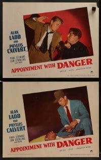 2h799 APPOINTMENT WITH DANGER 2 LCs 1951 United States Mail, cool images of Alan Ladd & Paul Stewart!