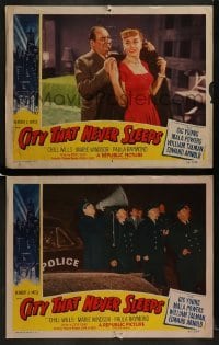 2h813 CITY THAT NEVER SLEEPS 2 LCs 1953 John Auer, Chicago, sexiest Marie Windsor and cops!