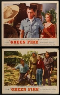 2h862 GREEN FIRE 2 LCs 1954 images of beautiful Grace Kelly, Stewart Granger, Paul Douglas!