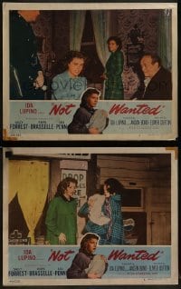 2h907 NOT WANTED 2 LCs 1949 unwed mother Sally Forrest, produced by Ida Lupino, cult film!