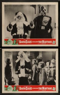 2h935 SANTA CLAUS CONQUERS THE MARTIANS 2 LCs 1964 aliens, robots, Santa & Pia Zadora!