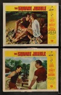2h948 SQUARE JUNGLE 2 LCs 1956 boxer Tony Curtis practicing with Borgnine and w/ Pat Crowley!
