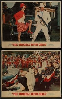 2h976 TROUBLE WITH GIRLS 2 LCs 1969 Elvis Presley, Marlyn Mason, Sheree North!