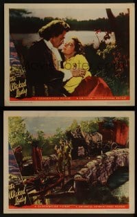 2h989 WICKED LADY 2 LCs 1946 great art of James Mason, who meets his match, Margaret Lockwood!
