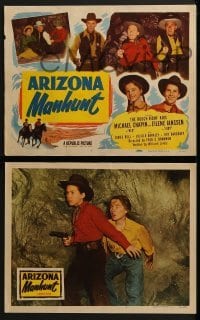 2h030 ARIZONA MANHUNT 8 LCs 1951 cool images, The Rough-Ridin' Kids, Michael Chapin & Eilene Janssen!