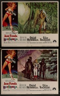 2h567 BARBARELLA 4 LCs 1968 sexy sci-fi images of Jane Fonda, Roger Vadim directed!