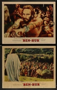 2h675 BEN-HUR 3 LCs 1960 Charlton Heston, William Wyler epic, chariot race, Sermon on the Mount!