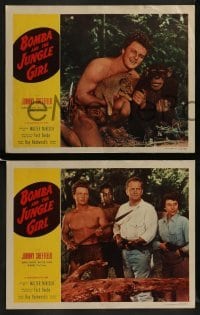 2h679 BOMBA & THE JUNGLE GIRL 3 LCs 1953 cool images of Johnny Sheffield & sexy Karen Sharpe!