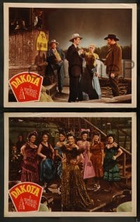 2h688 DAKOTA 3 LCs 1945 John Wayne, Ona Munson & Walter Brennan in a spectacle of the West!