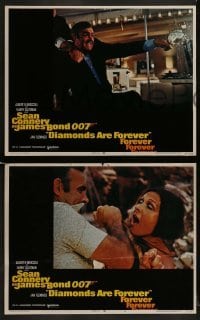 2h592 DIAMONDS ARE FOREVER 4 LCs 1971 Sean Connery as James Bond 007, Jill St. John, Pierre, more!