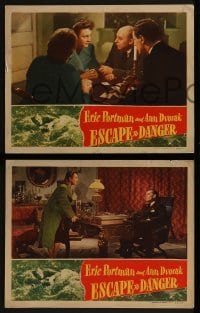2h596 ESCAPE TO DANGER 4 LCs 1944 super-spies, Eric Portman & Ann Dvorak in peril & in love!