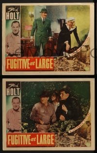 2h605 FUGITIVE AT LARGE 4 LCs 1939 Jack Holt was framed by a dame he had never seen!