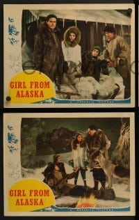 2h609 GIRL FROM ALASKA 4 LCs 1942 Ray Middleton & Jean Parker in arctic wilderness!