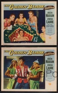 2h528 GOLDEN BLADE 5 LCs 1953 Kathleen Hughes, Rock Hudson & sexy Piper Laurie naked in huge tub!
