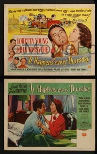2h196 IT HAPPENS EVERY THURSDAY 8 LCs 1953 Loretta Young, John Forsythe, wacky art of family!