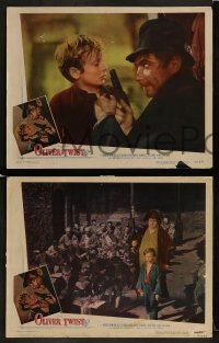 2h542 OLIVER TWIST 5 LCs 1951 David Lean, images of John Howard Davies as Oliver, Newton as Sykes!