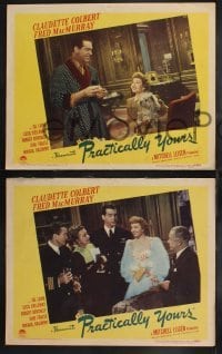 2h752 PRACTICALLY YOURS 3 LCs 1944 Claudette Colbert, Air Force pilot Fred MacMurray!