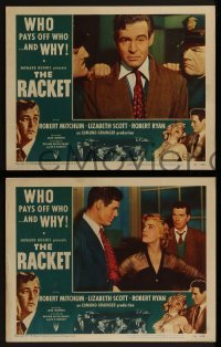 2h754 RACKET 3 LCs 1951 great images of Robert Mitchum, Robert Ryan, Lizabeth Scott!